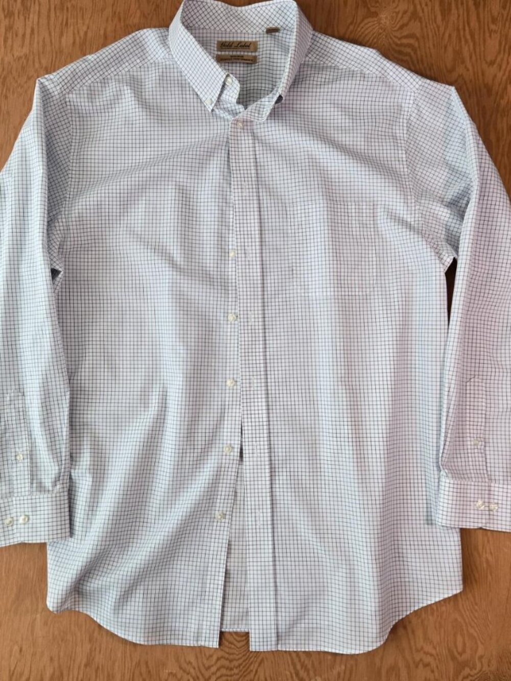 Roundtree Yorke Gold Label Mens 2XT Blue Grid Tattersall Non Iron Dress Shirt